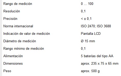 Especificaciones técnicas